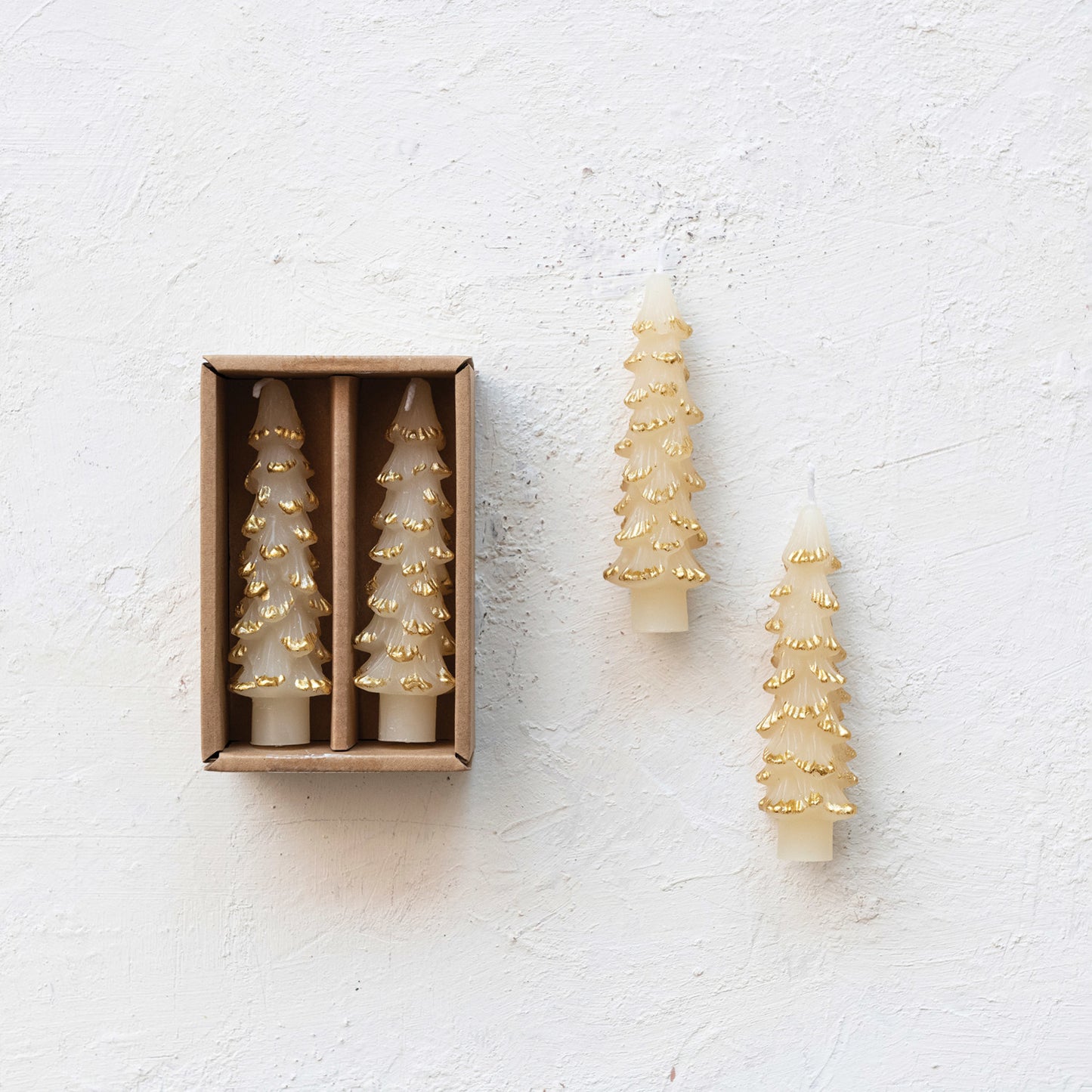 Unscented Tree Taper Candles in Eggnog - 2 Size Options - Creative Co Op - S&H