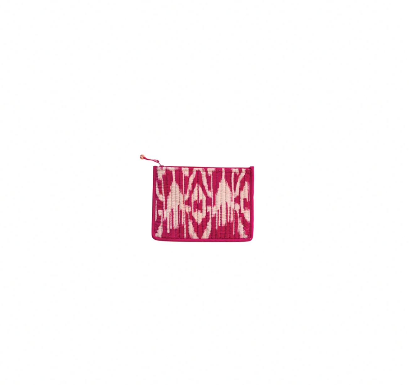 Cotton Velvet Zip Pouch - Hot Pink Ikat - Creative Co Op - S&H