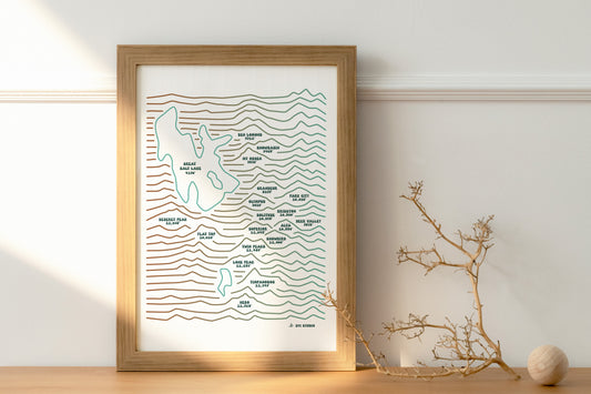Framed Salt Lake & Wasatch Topo Print