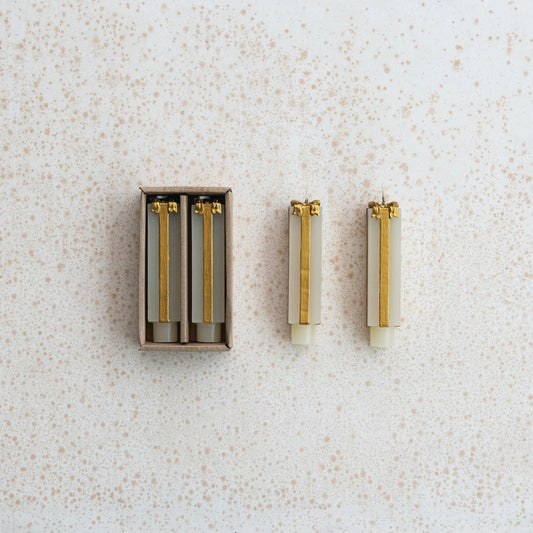 Unscented Present Taper Candles in Gold - 2 Size Options - Creative Co Op - S&H