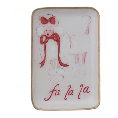 Holiday Pink Deco Enameled Metal Tray - Holiday Poodle - Creative Co Op - S&H