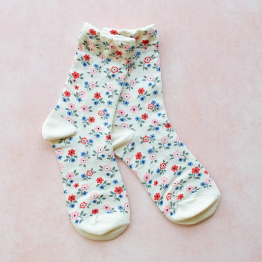 Garden Flower Socks - Ivory - Tiepology