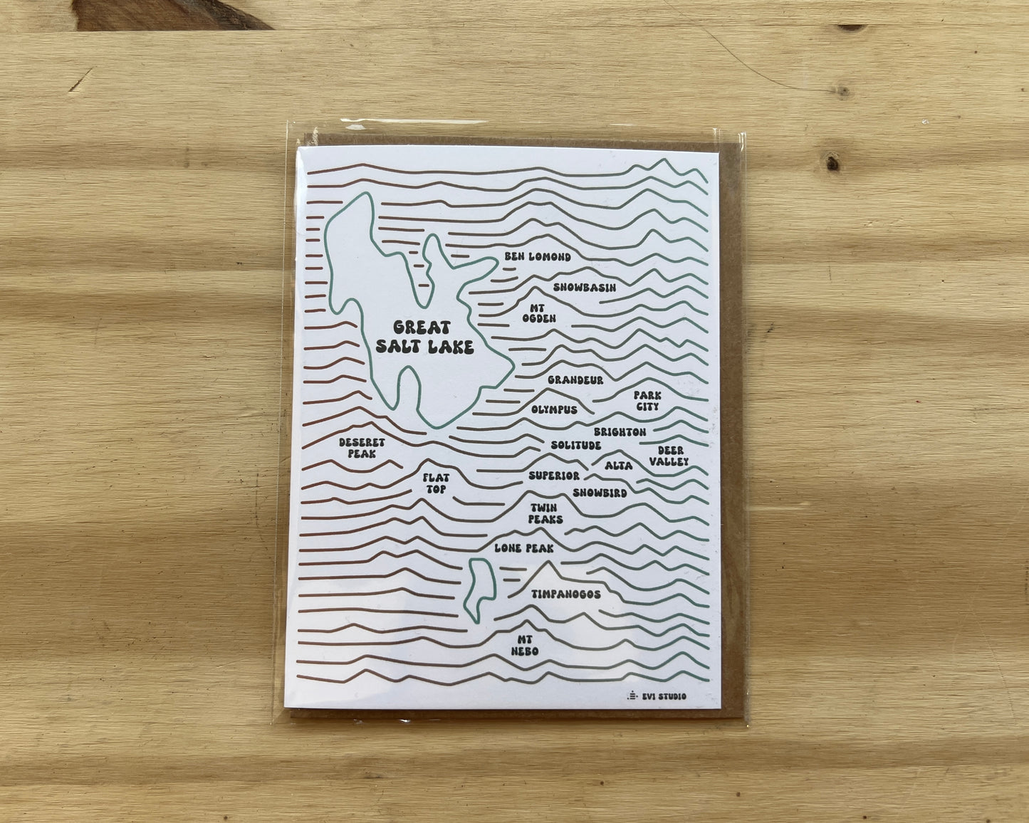 Salt Lake Wasatch Topography Card - Evi Studio Art