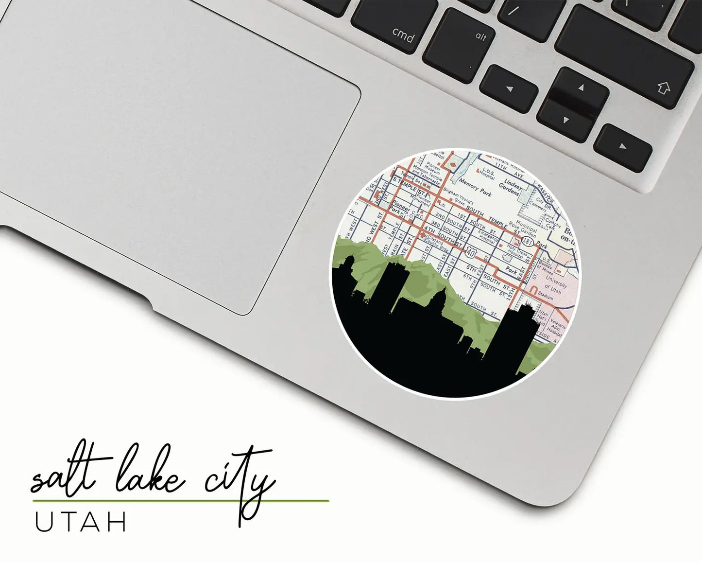 Salt Lake City Ut City Sticker | Map and Skyline - Paperfinch Designs