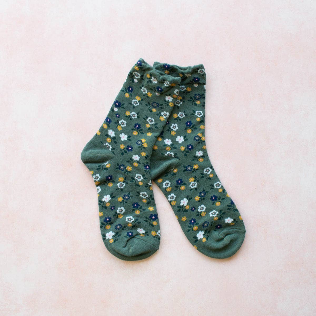 Garden Flower Socks - Green - Tiepology
