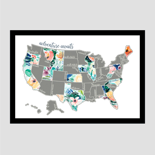 Rose Less Traveled - US Scratch Off Map - Waypoint Wanders - S&H