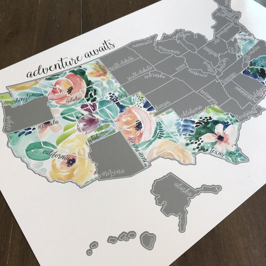 Rose Less Traveled - US Scratch Off Map - Waypoint Wanders - S&H