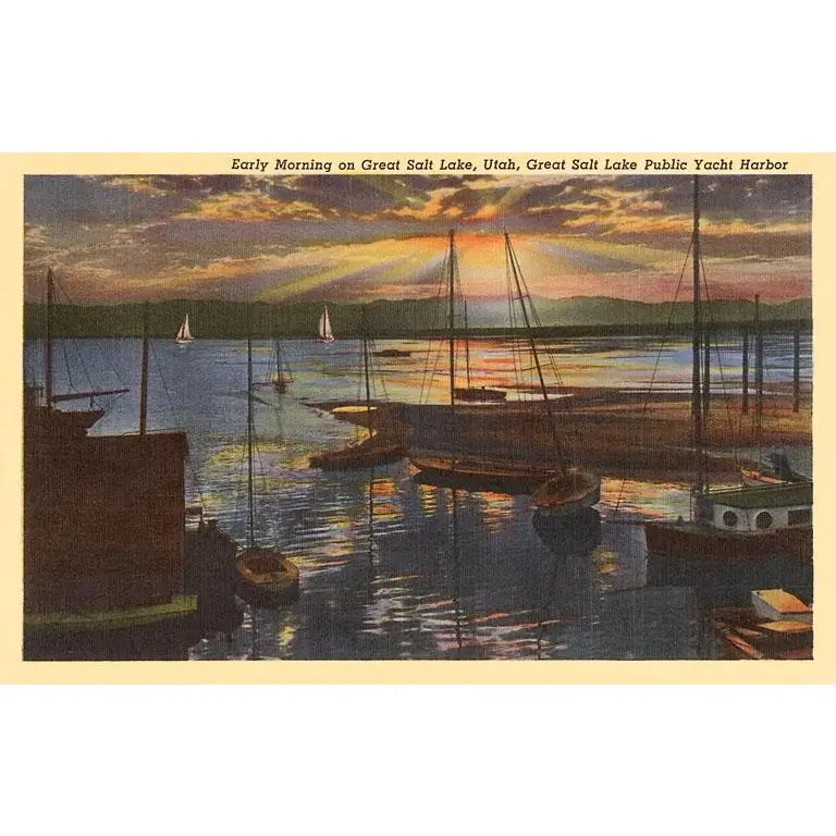 UT-37 Sunrise, Great Salt Lake, Utah Vintage Image, Postcard - Found Image Press