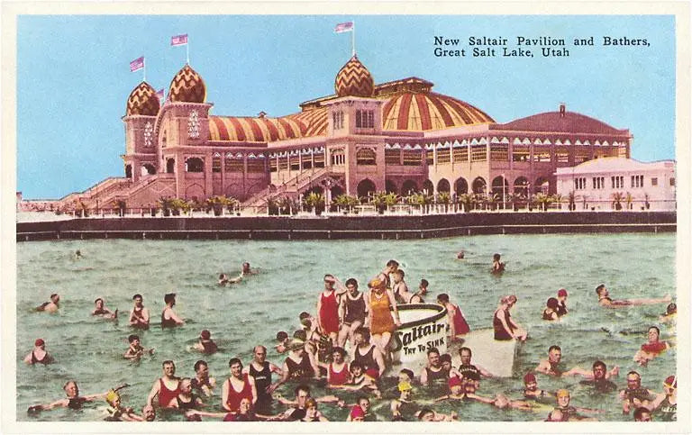 UT-11 Saltair Pavilion, Great Salt Lake, Utah Vintage Image, Postcard - Found Image Press