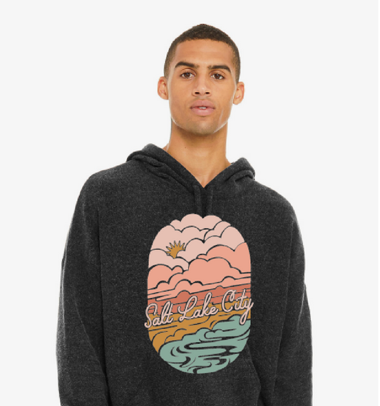 Salt Lake City Clouds Black Heather Unisex Sweatshirt