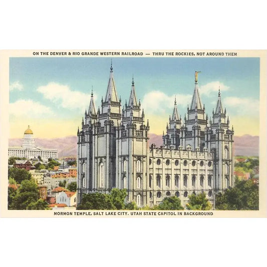 UT-166 Mormon Temple, Salt Lake City Vintage Image, Postcard - Found Image Press