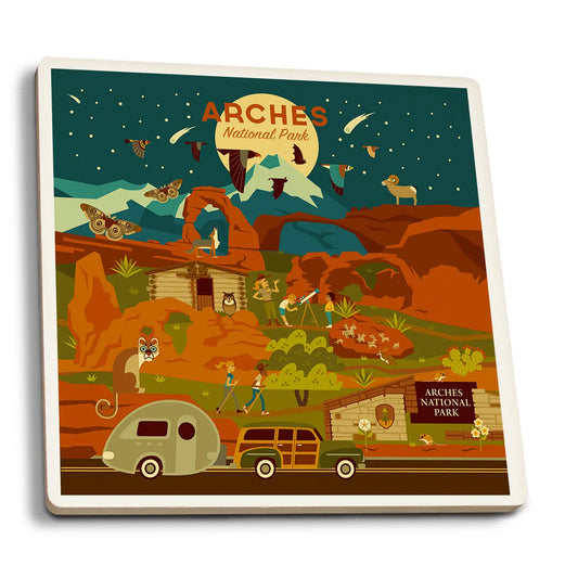 Ceramic Coaster, Arches National Park - Lantern Press - S&H WS