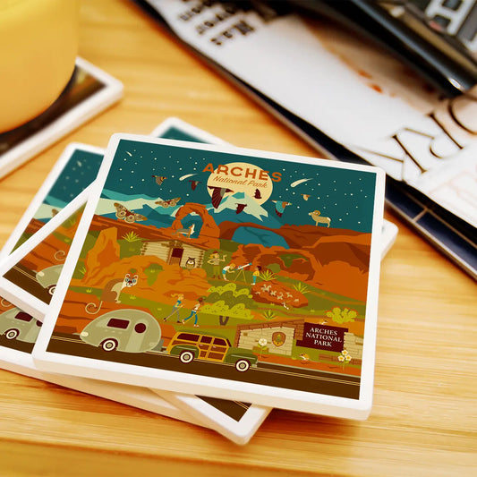 Ceramic Coaster, Arches National Park - Lantern Press - S&H WS