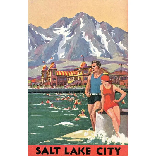 UT-210 Travel Poster for Salt Lake City Vintage Image, Postcard - Found Image Press