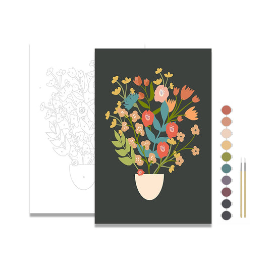 Flower Bouquet Meditative Art Paint by Number Kit Kit + Magnetic Frame