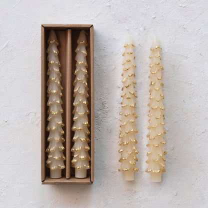 Unscented Tree Taper Candles in Eggnog -  2 Size Options - Creative Co Op - S&H