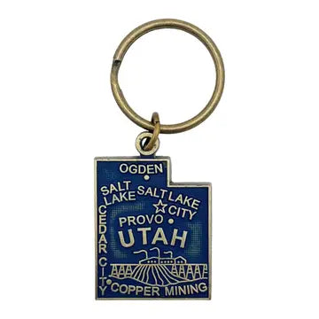 Utah VinTag - S&He State Map Keychain - Gleeful Peacock
