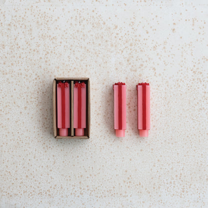 Unscented Present Taper Candles in Pink & Red -  2 Size Options - Creative Co Op - S&H