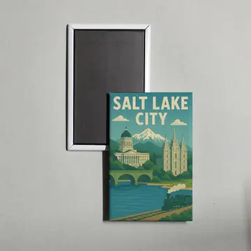 Salt Lake City Utah Mini Travel Poster Magnet - Square Mags