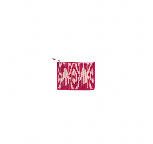 Cotton Velvet Zip Pouch - Hot Pink Ikat - Creative Co Op - S&H