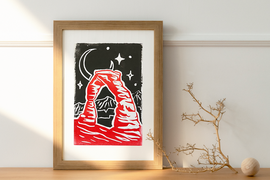 Delicate Arch Linocut Print