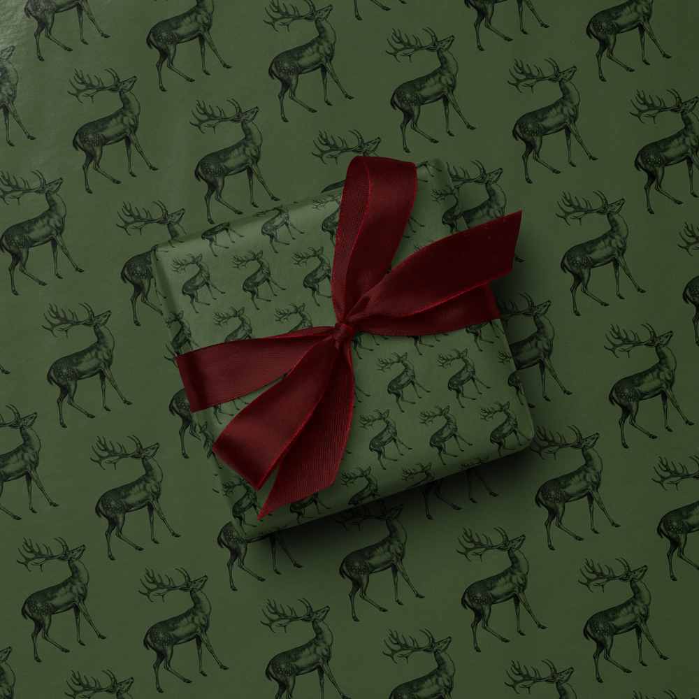 Holiday Argyle Frame with Bows Wrapping Paper - Double Sided - Frolic - S&H
