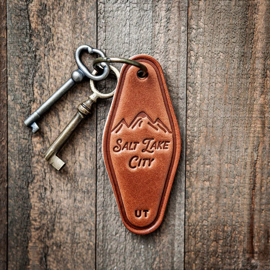 Salt Lake City Leather Keychain - Motel Style