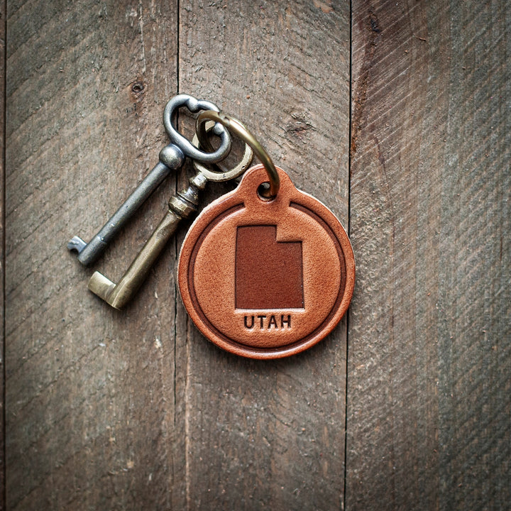 Utah Leather Keychain - Circle