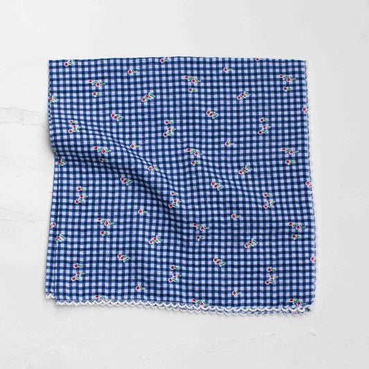 Gingham Floral Cotton Blend Scarf - 3 Colors - Tiepology