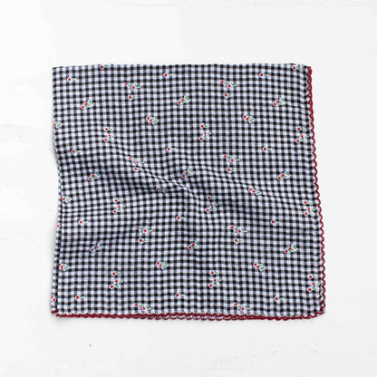 Gingham Floral Cotton Blend Scarf - 3 Colors - Tiepology