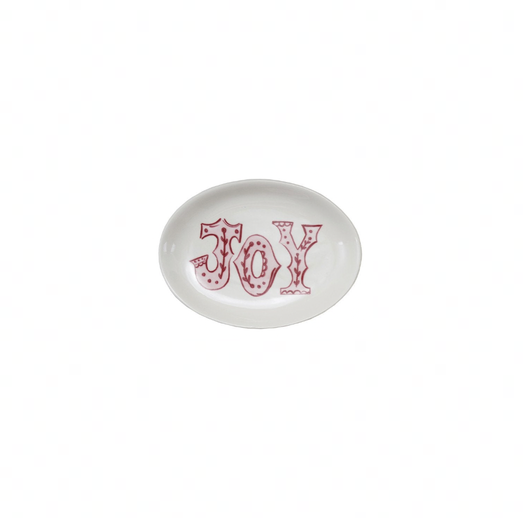 Stoneware "Joy" Holiday Plate - Creative Co Op - S&H