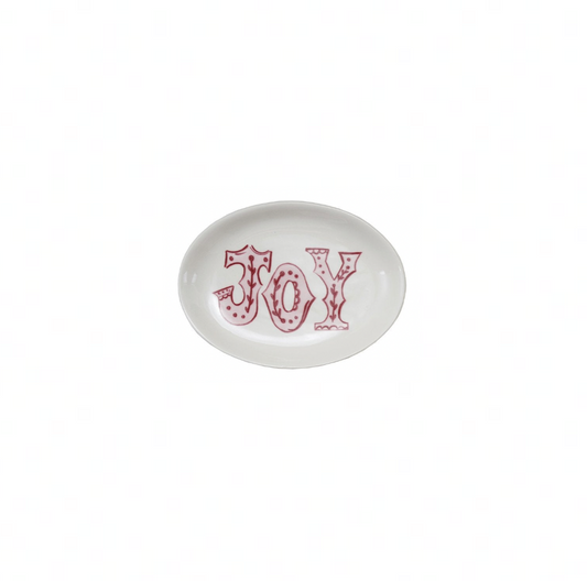 Stoneware "Joy" Holiday Plate - Creative Co Op - S&H
