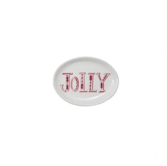 Stoneware "Jolly" Holiday Plate - Creative Co Op - S&H