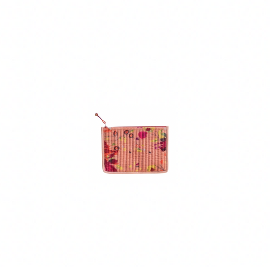 Cotton Velvet Zip Pouch - Pink Spring Florals - Creative Co Op - S&H
