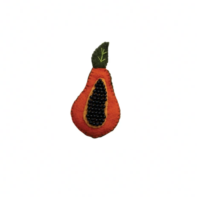 Handmade Embroidered Felt Tape Measure - Papaya - Creative Co Op - S&H