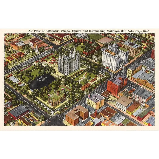 UT-46 Aerial View of Temple Square, Salt Lake City, Utah VinTag - S&He Image, Postcard - Found Image Press