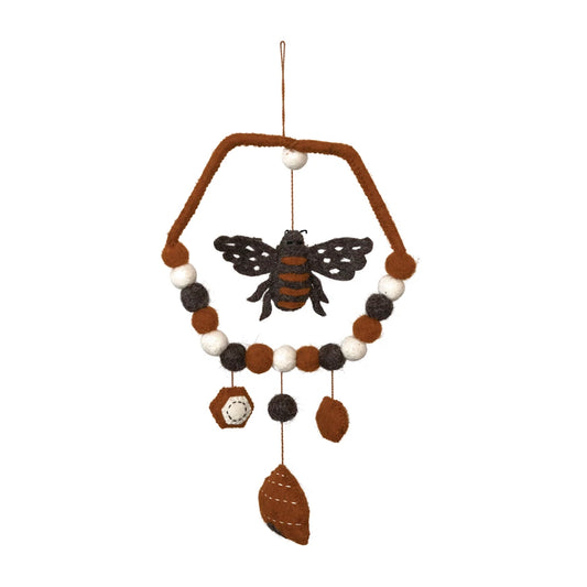 Wool Felt Mobile with Bee and Hive