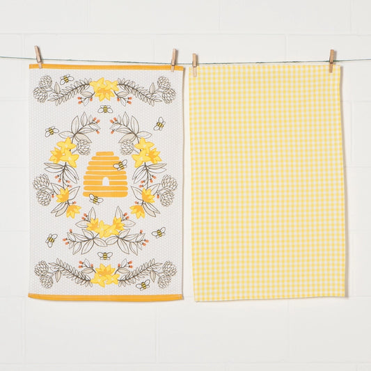 Bees Dishtowels Set of 2