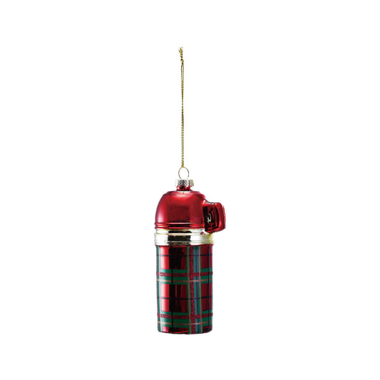 Plaid Glass Thermos Ornament - Creative Co Op - S&H