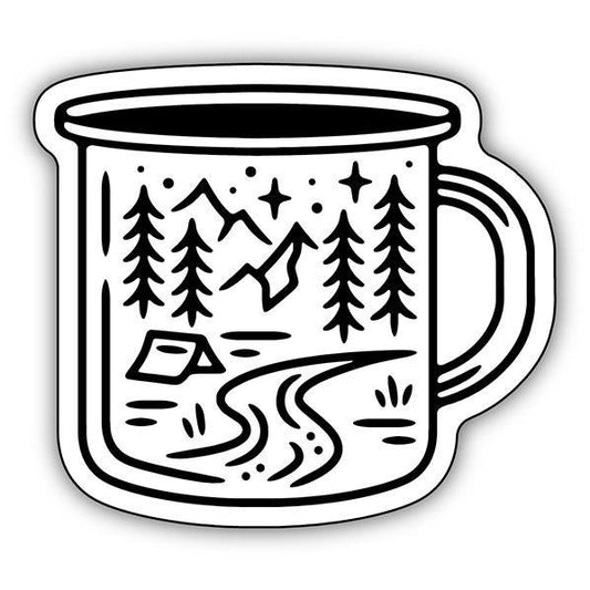 Camping Scene Mug - Sticker