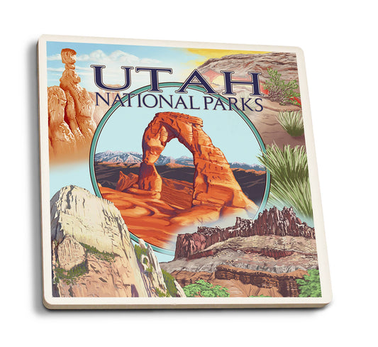 Utah National Parks - Delicate Arch Center Ceramic Coasters