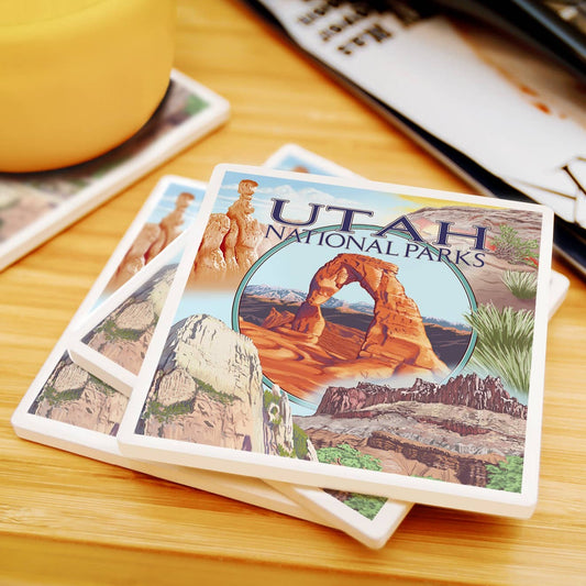 Utah National Parks - Delicate Arch Center Ceramic Coasters