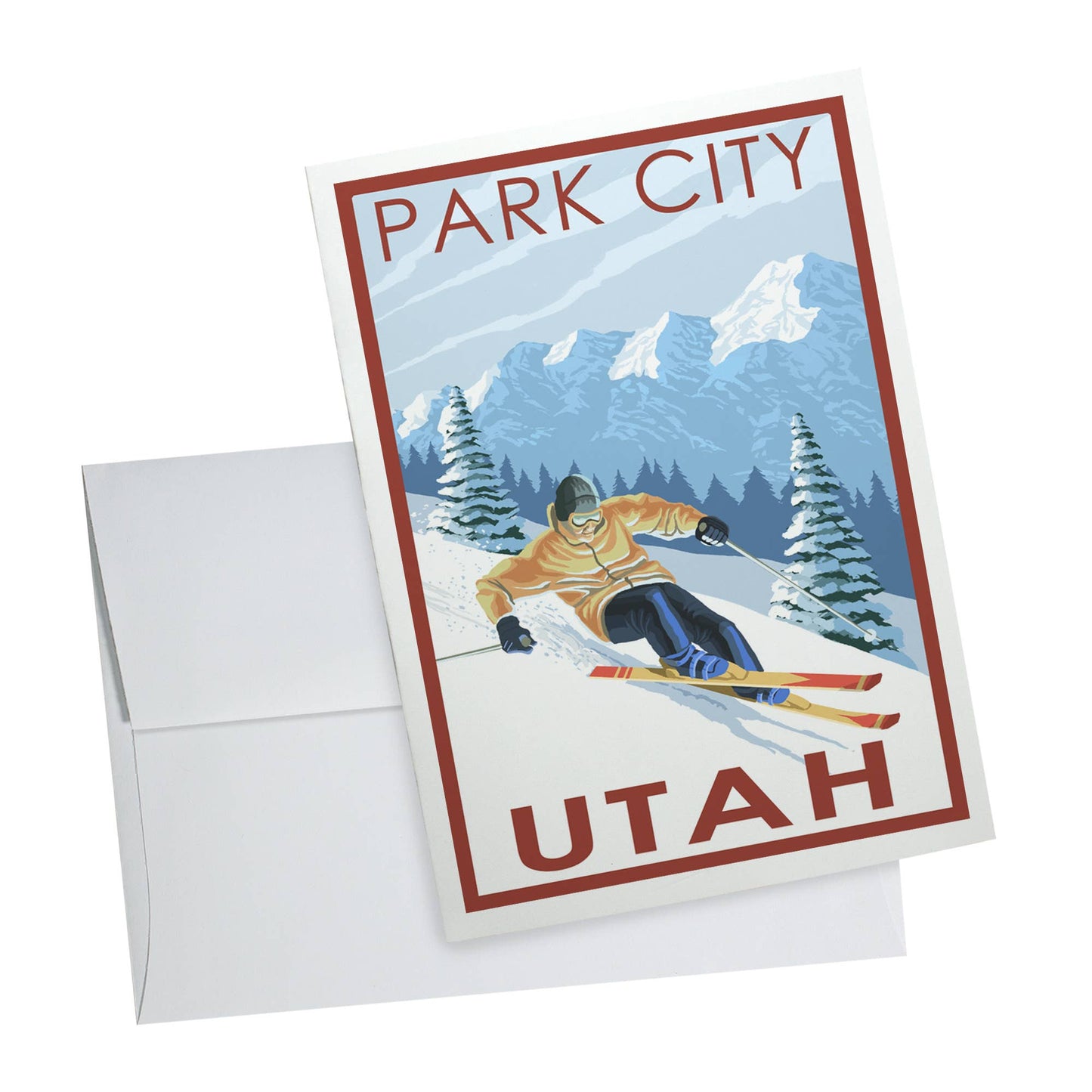 Park City Utah Downhill Skier - Notecard