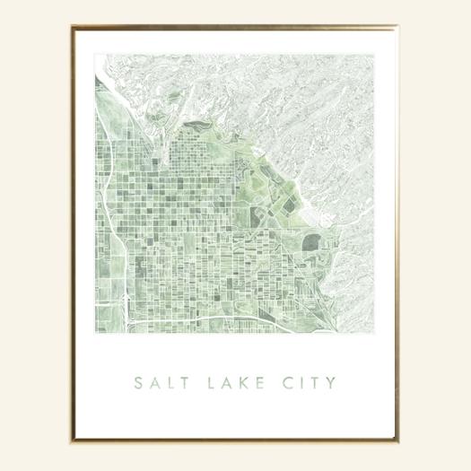 Turn of the Centuries - Salt Lake City Utah Water Color Map 11" x 14" Art Print