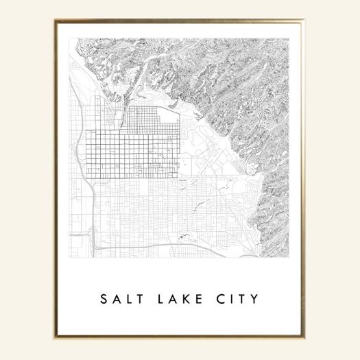 Turn of the Centuries - Salt Lake City Utah City Lines Map 11" x 14" Art Print