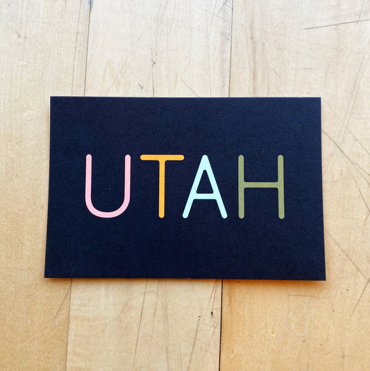 Multicolor Utah Black Background Post Card