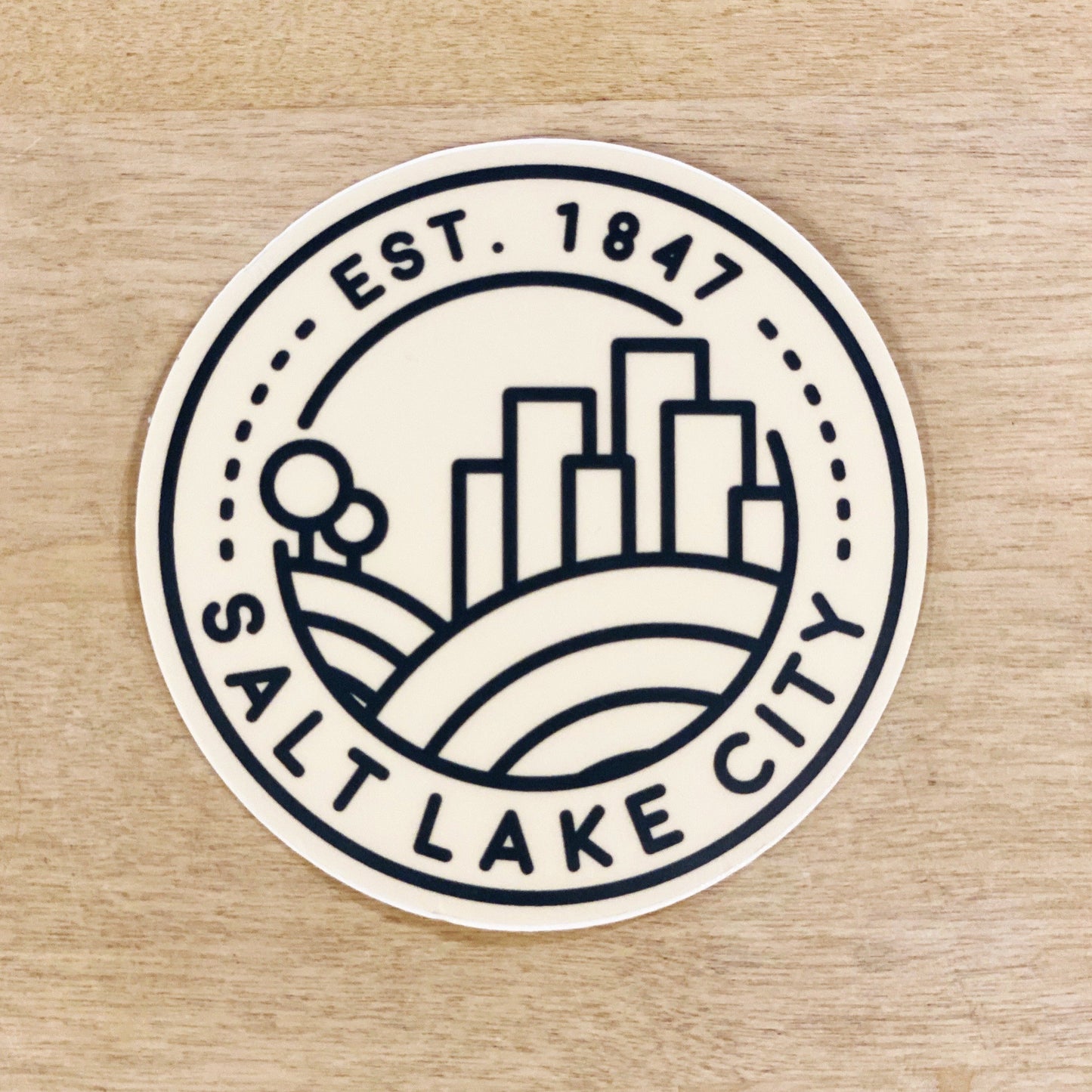 Salt Lake City Est 1847 - Circle Cityscape- Sticker