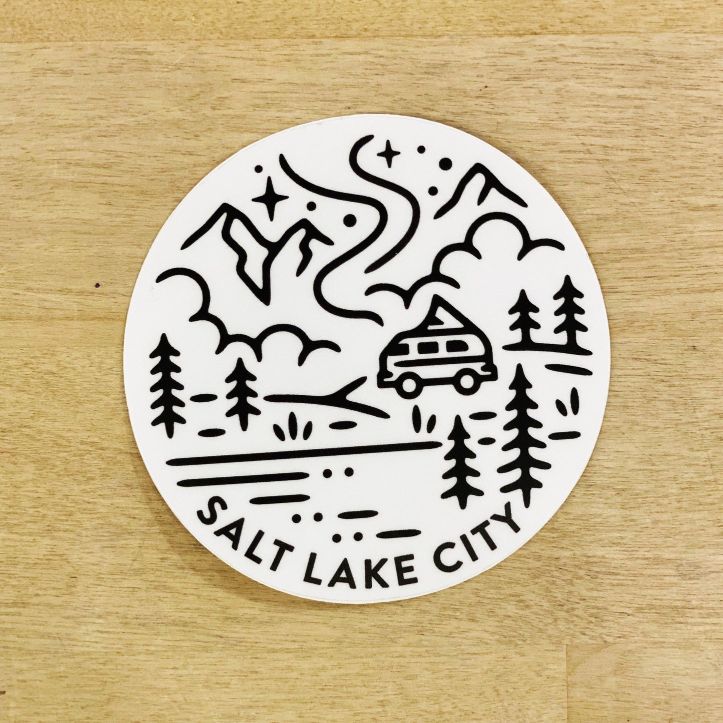 Salt Lake City - Outdoor Camper Scene - Sticker