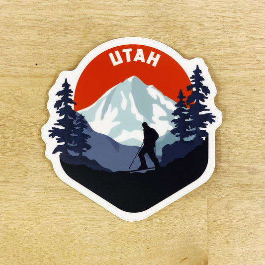 Utah - Mountain Skier - Sticker