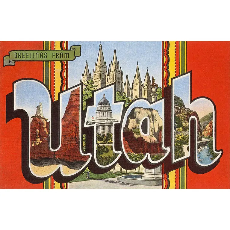 UT-62 Greetings from Utah - Vintage Image, Sticker